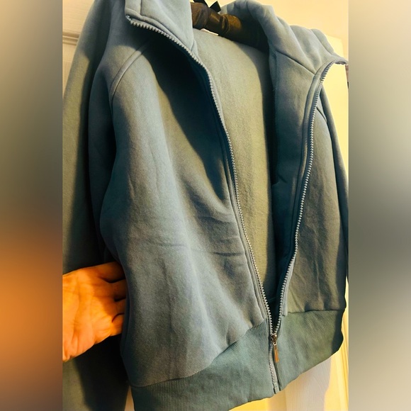 XIEERDUO Women Zip Up Hoodie Y2K Sweatshirt, with pockets & thumb holes, blue, L - Picture 7 of 9